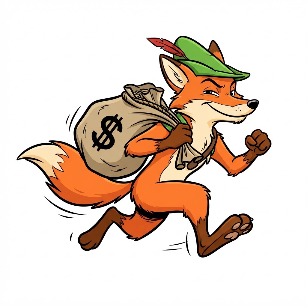 The Fox running with the money bag